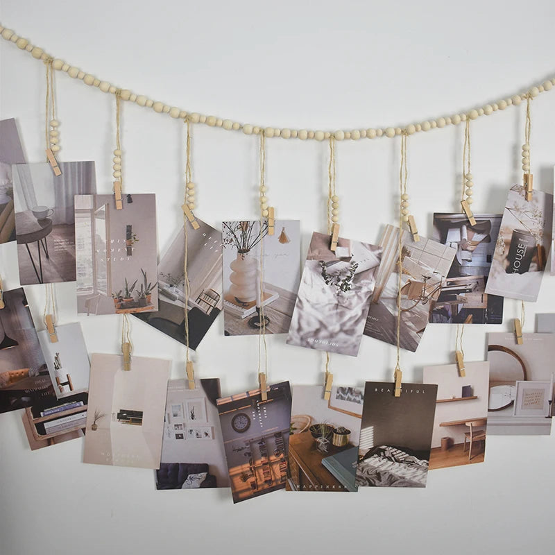 Photo Display Wall Hanging Decor Boho Home Decoration Wooden Beads Macrame Tapestry For Wall Hanging Room Decors Aesthetic Gift
