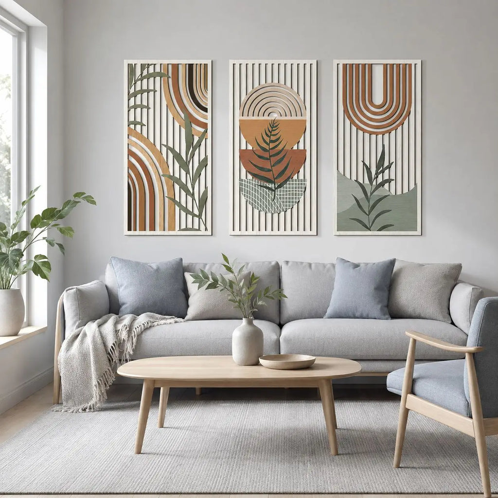 Natural Wood Wall Decor Semicircular Arch Design Minimalist Hanging Artwork for Living Space Office Interior Accent Piece Modern